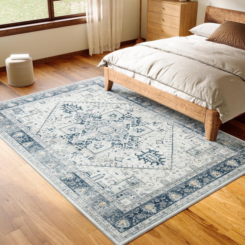 Vintage 6x9 Washable Low Pile Non-Slip Tufted Area Rug