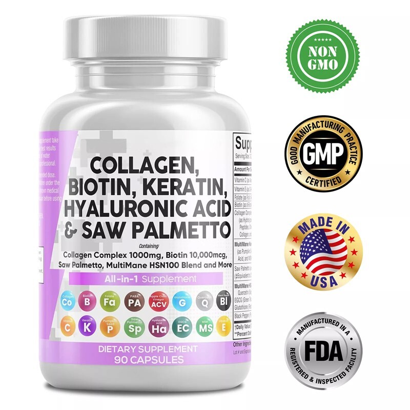 Clean Nutraceuticals Collagen Biotin Keratin Hyaluronic Acid - Hair, Skin & Nail