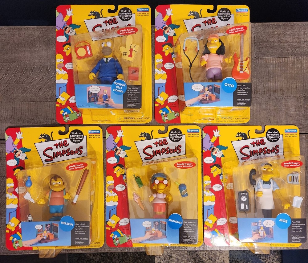 Playmates WOS Simpsons Series 3 Lot Of 5 - Milhouse Moe Nelson Otto Sunday Homer