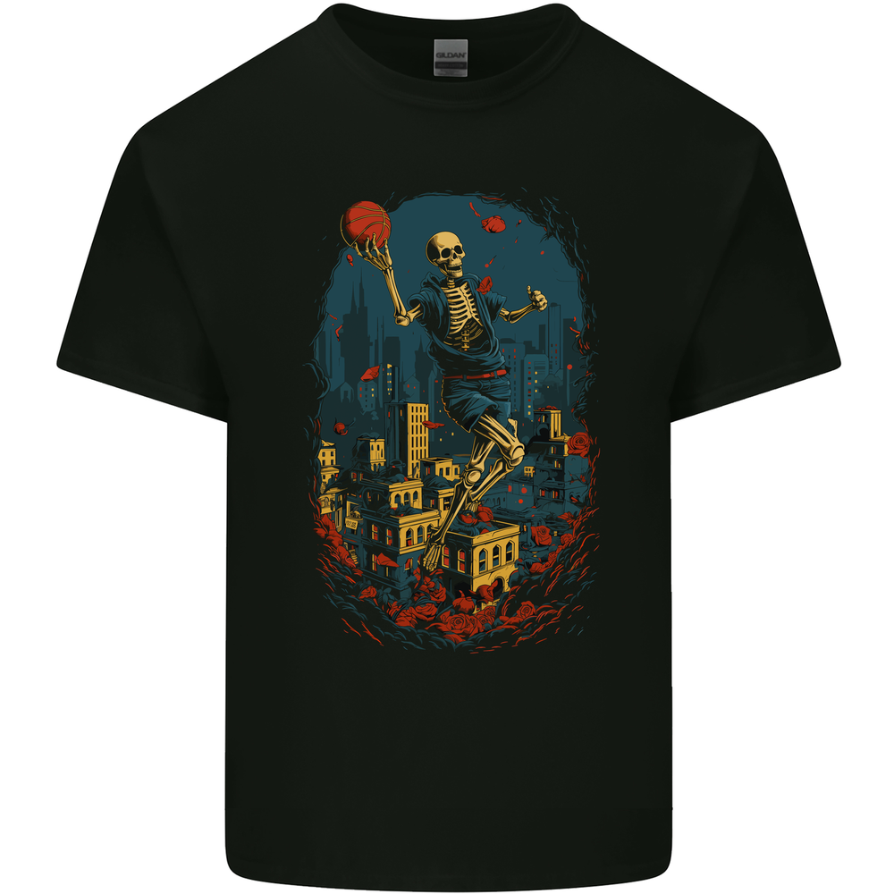 Skull Jumper Fantasy Basketball Player Mens Cotton T-Shirt Tee Top