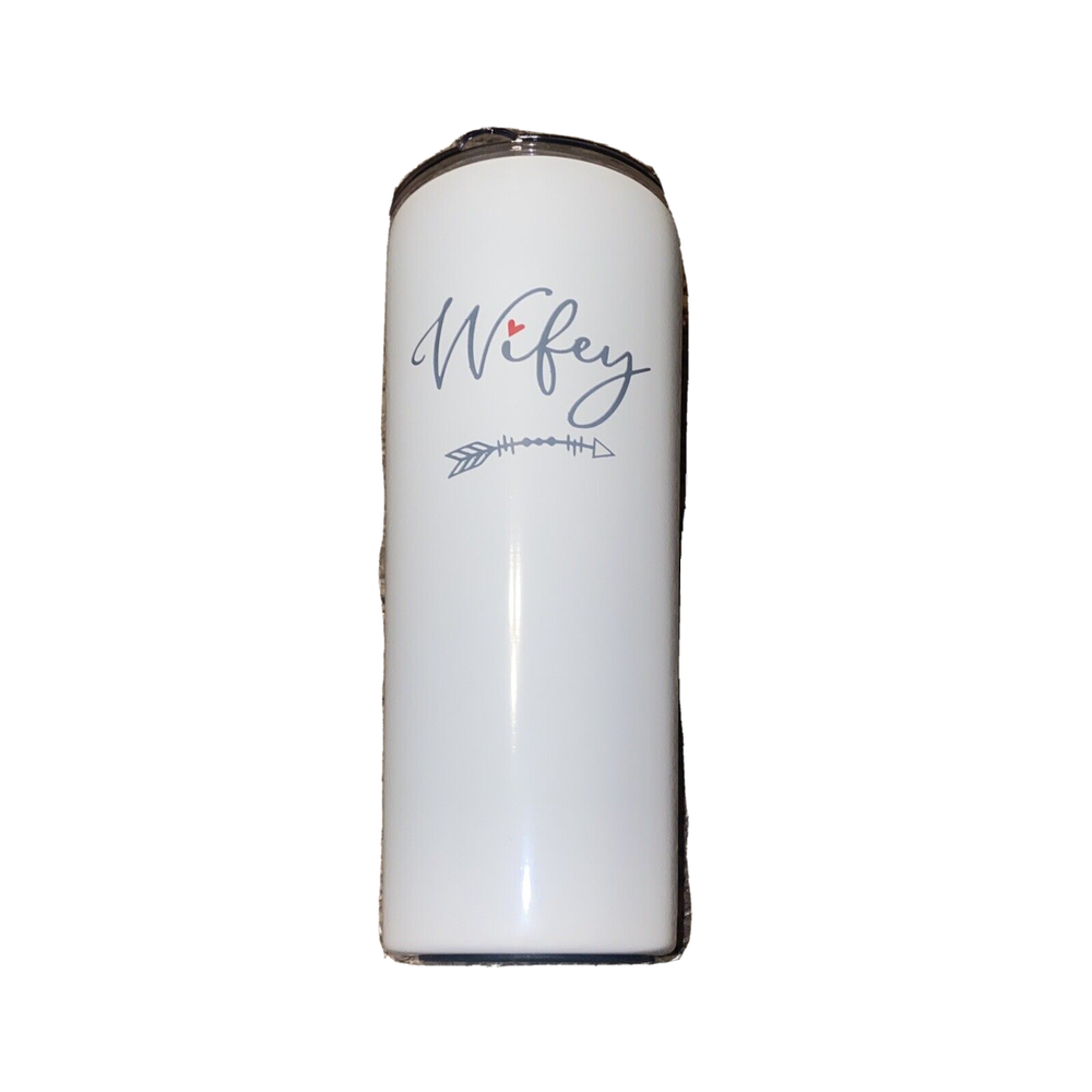 Adorable FancyFams Wifey White Stainless Steel 22oz Hot/Cold Tumbler SEE! GREAT!