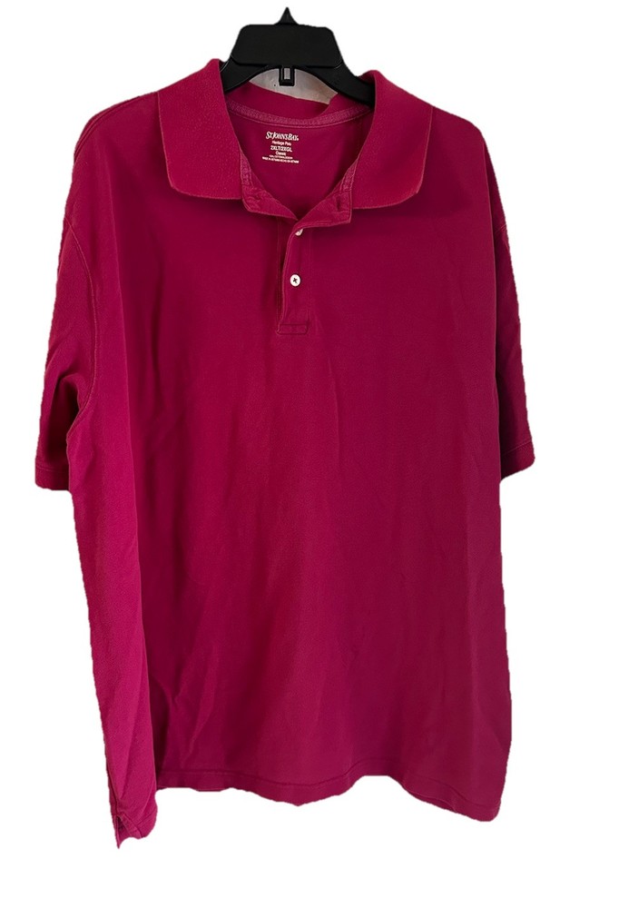 St Johns Bay Mens Polo Shirt 2XL Pink Heritage Pique Short Sleeve Collared Good