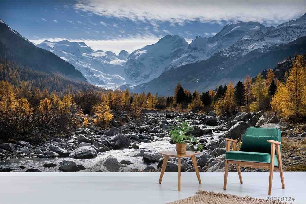 3D Mountain Forest River Landscape Wall Murals Wallpaper Murals Wall Sticker