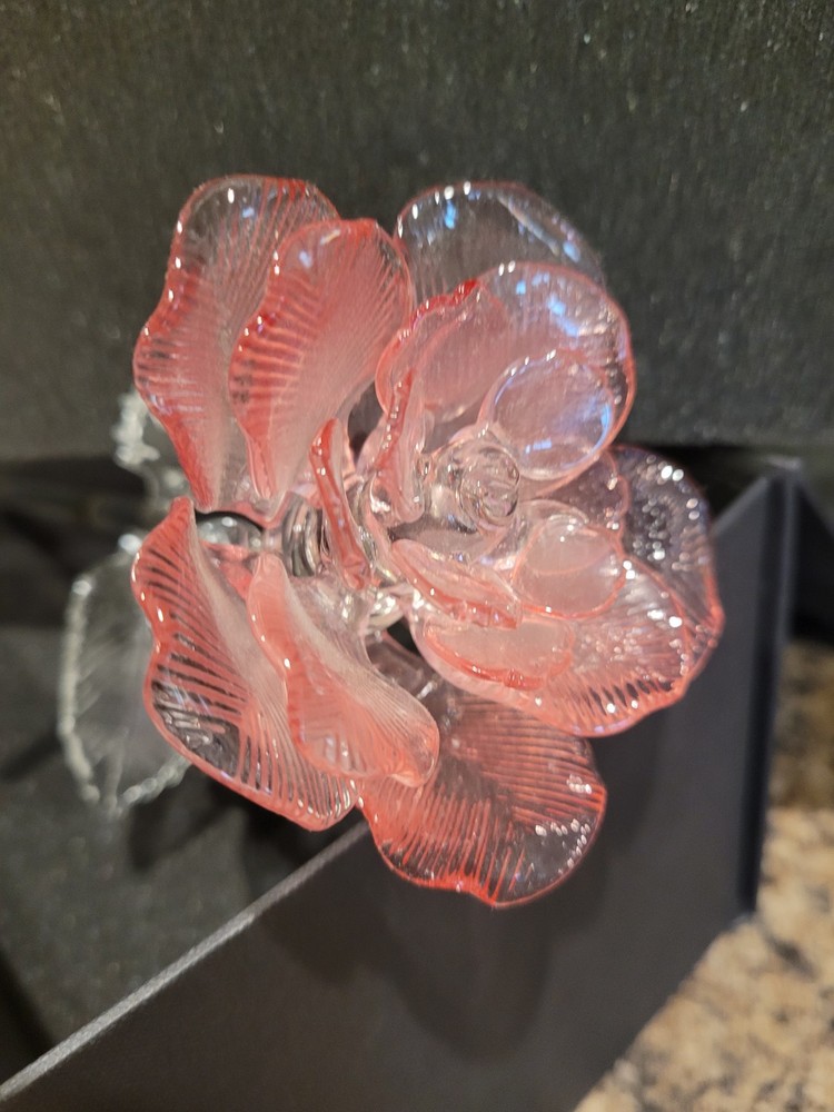 Waterford Crystal Fleurology Pink Rose 15 Inch Sculpture New in Box