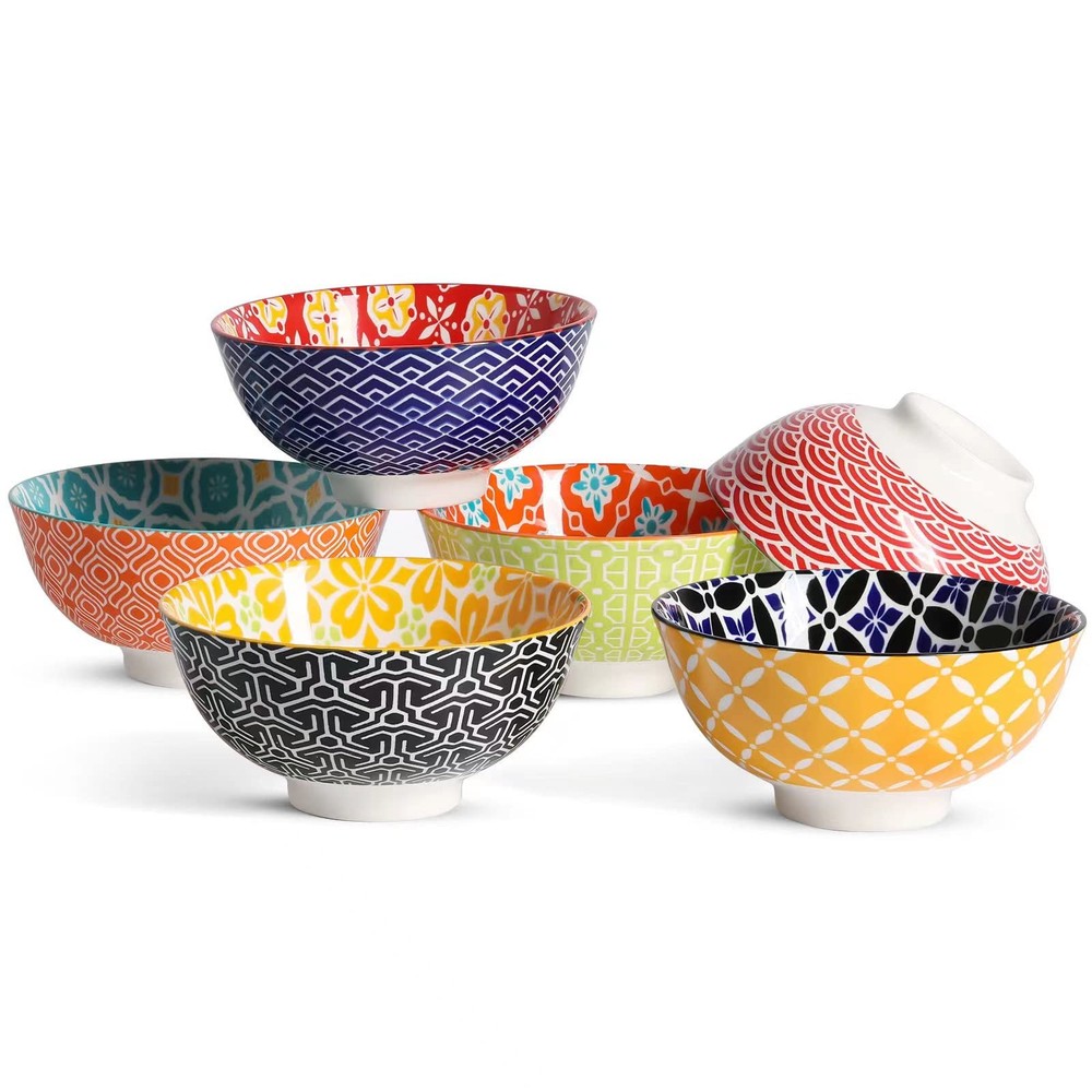 Ceramic Dessert Bowls 10 oz Colorful Small Bowls for Ice Cream Set of 6