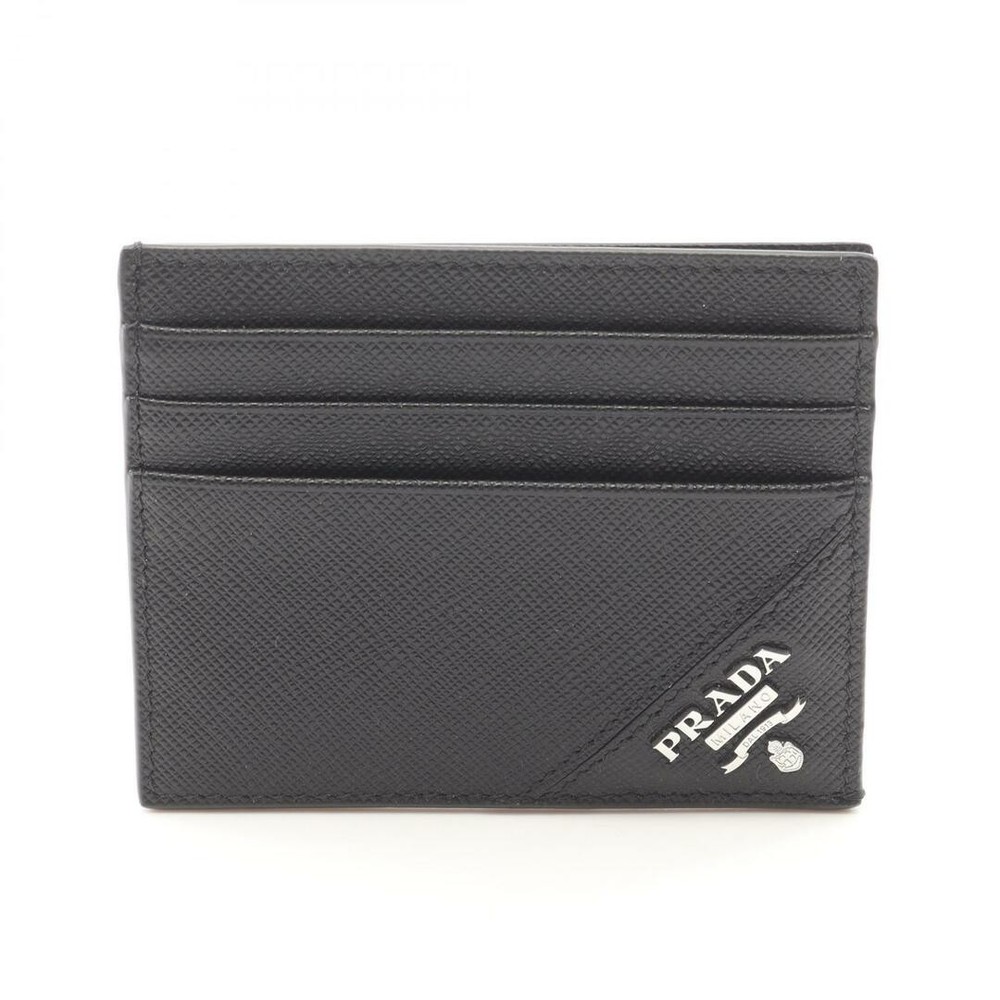 Prada Saffiano Leather Card Case for Men and Women in Black