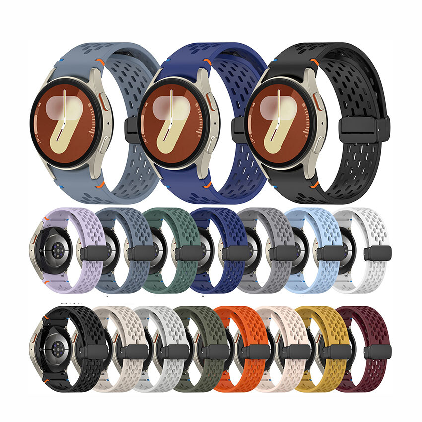 Silicone Watch Strap Folding Buckle Wristband for Samsung Galaxy Watch7/6/5/4/FE