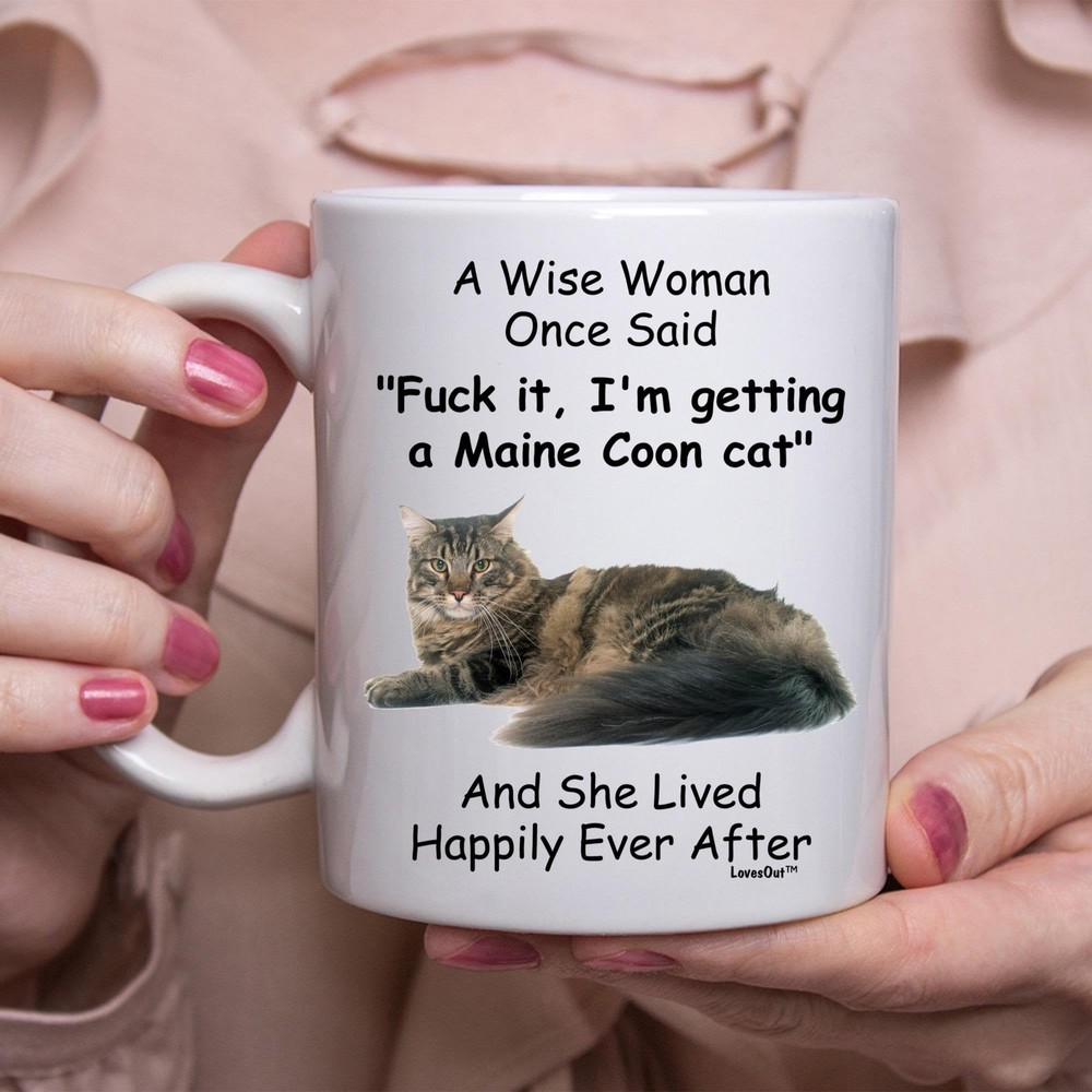 Funny Maine Coon Cat Gift For Wise Women White Coffee Mug
