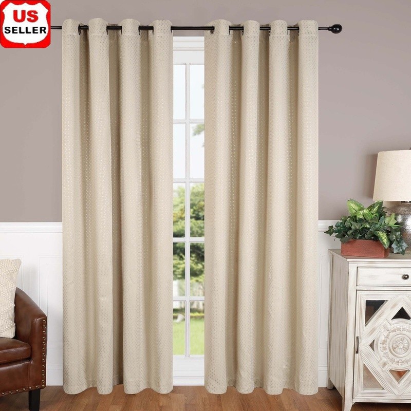 Insulated Shimmer Blackout Curtains Grommet Set of 2 Room Darkening Decor New