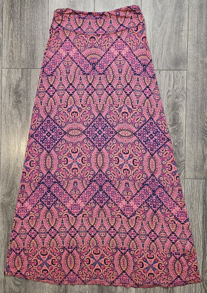 Cynthia Rowley Long Paisley Maxi Skirt Pink Women’s Size S Rayon Summer Vacation