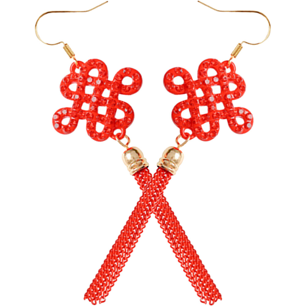 Elegant New Year Tassel Dangle Earrings for Women Festival Ear Decor