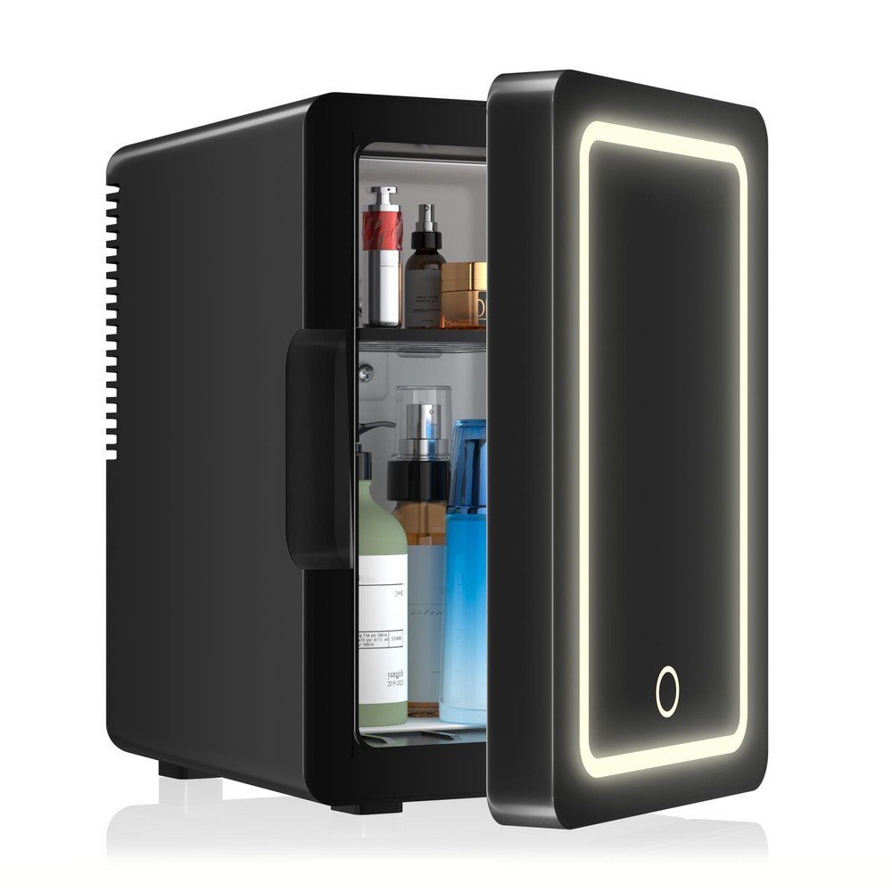 Mini Fridge 6L for Bedroom, Makeup Little Refrigerator with LED Light Portabl...