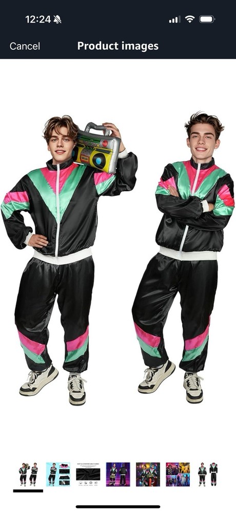 AYBUY 80s 90s Fancy Dress, Shell Suit Costume, Hip Hop Costume Outfit