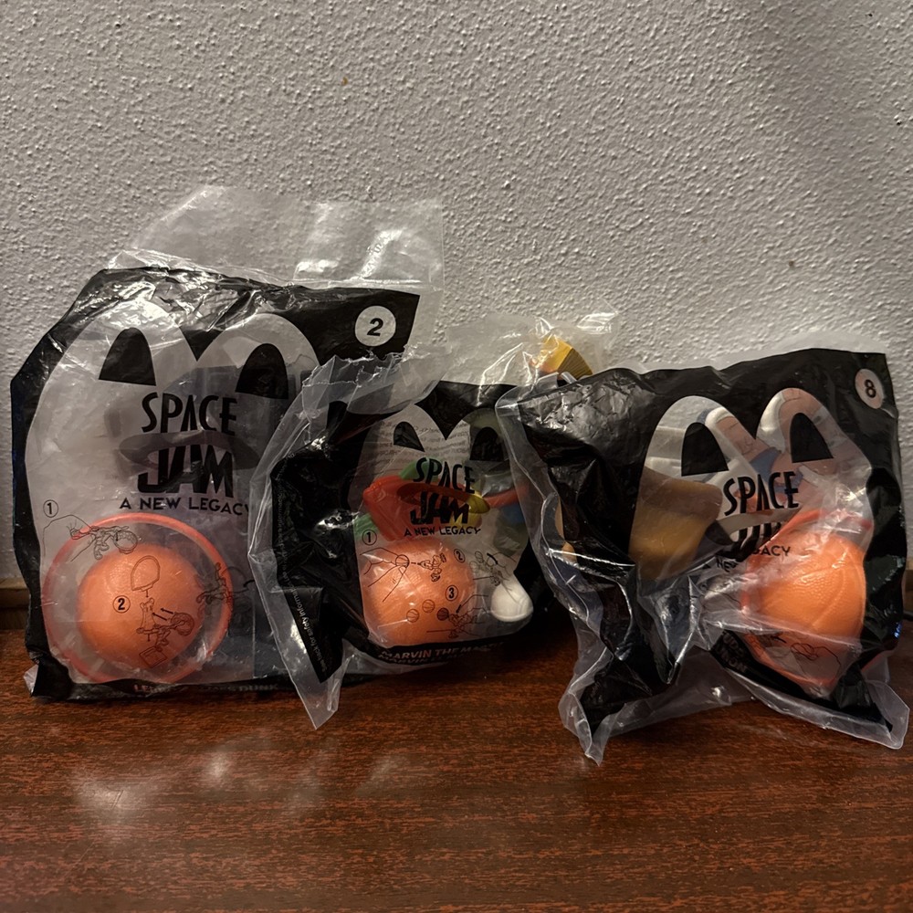 2021 McDonald's Space Jam Toy Set with Lebron Marvin Martian Elmer Fudd New