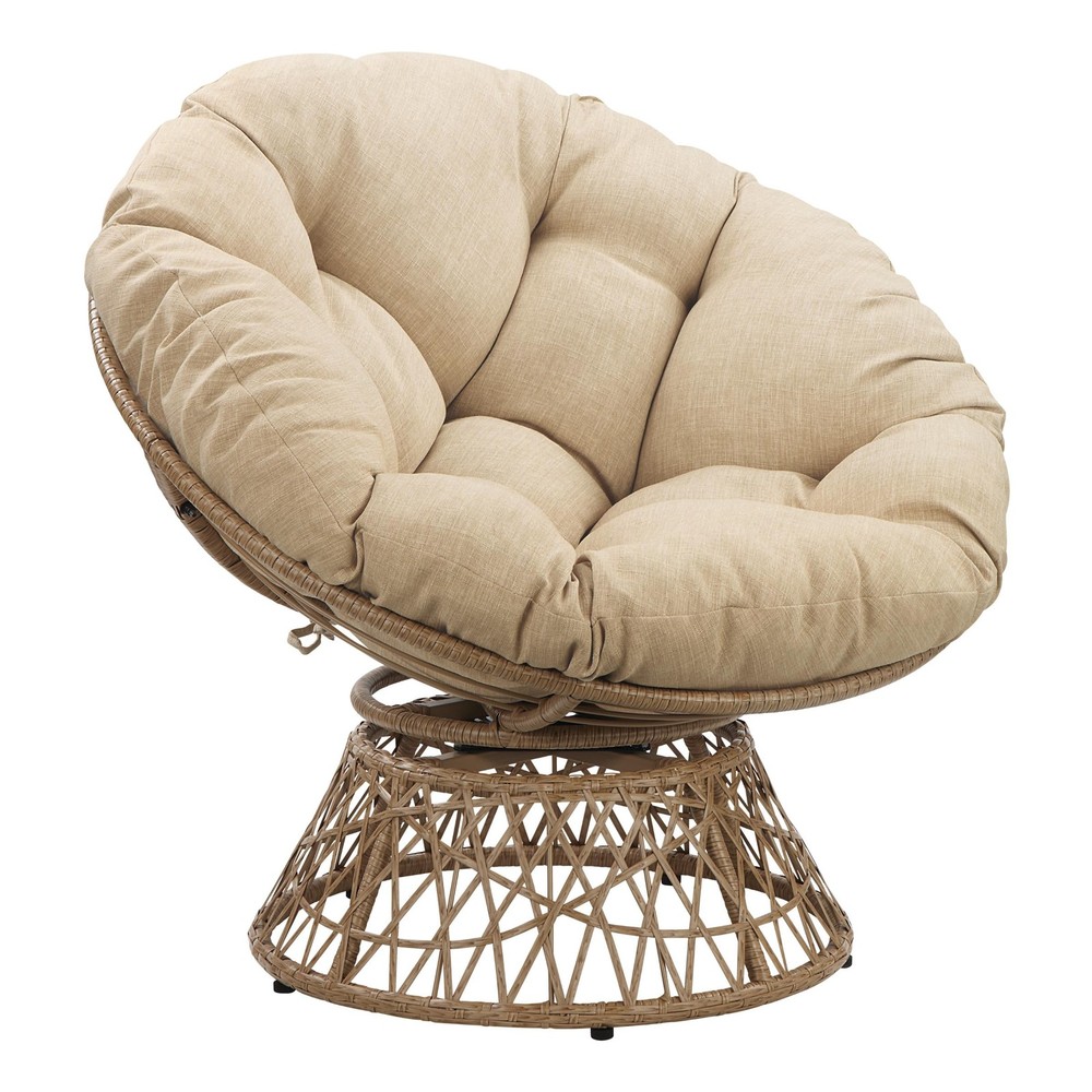 Swivel Wicker Papasan Chair by OSP Home Furnishings in Natural Finish