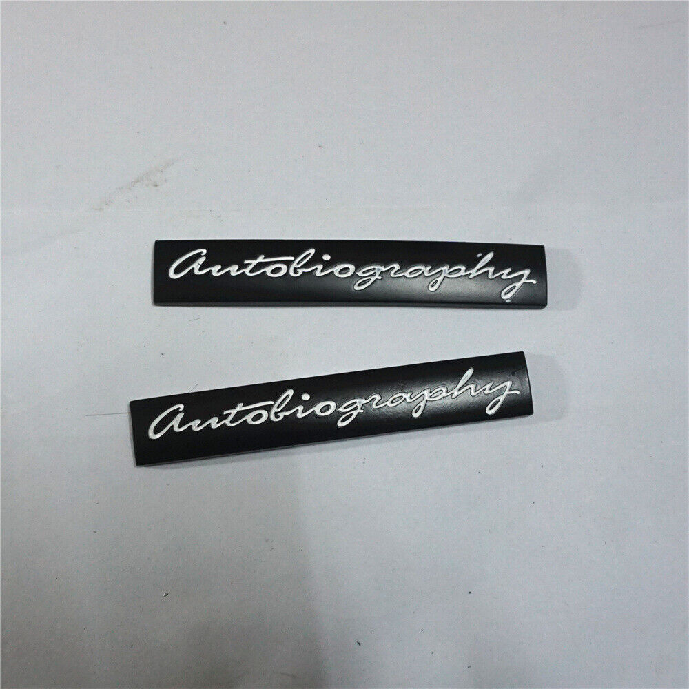 2PCS Black autobiography White Metal Badge Sticker Decal Emblem Sports Racing 3D