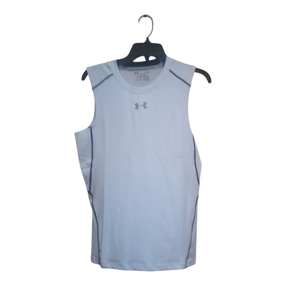 Under Armour  Men's Compression HeatGear Sleeveless White T-Shirt Size Large