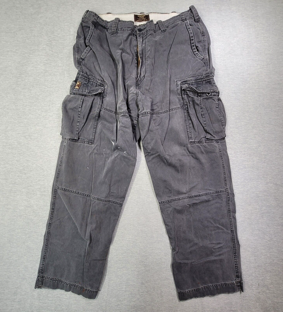 VTG Abercrombie & Fitch Cargo Pants Mens 36x31 Gray Vintage Fatigues Distressed