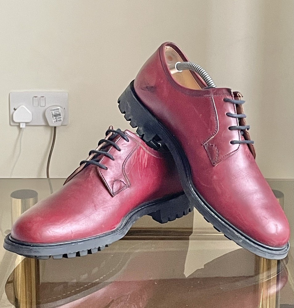 Church's Oxblood Leather Derby Shoes with Commando Rubber Soles in size UK 8