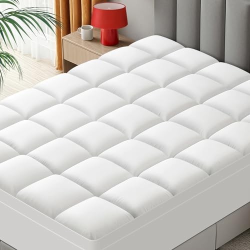 Mattress Topper - Extra Thick Mattress Pad Cover - Pillow Top with Full White