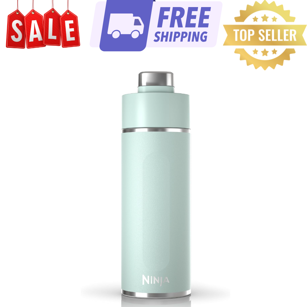 Ninja DW2401MT Thirsti 24oz Travel Water Bottle, Leak Proof, Seafoam Blue