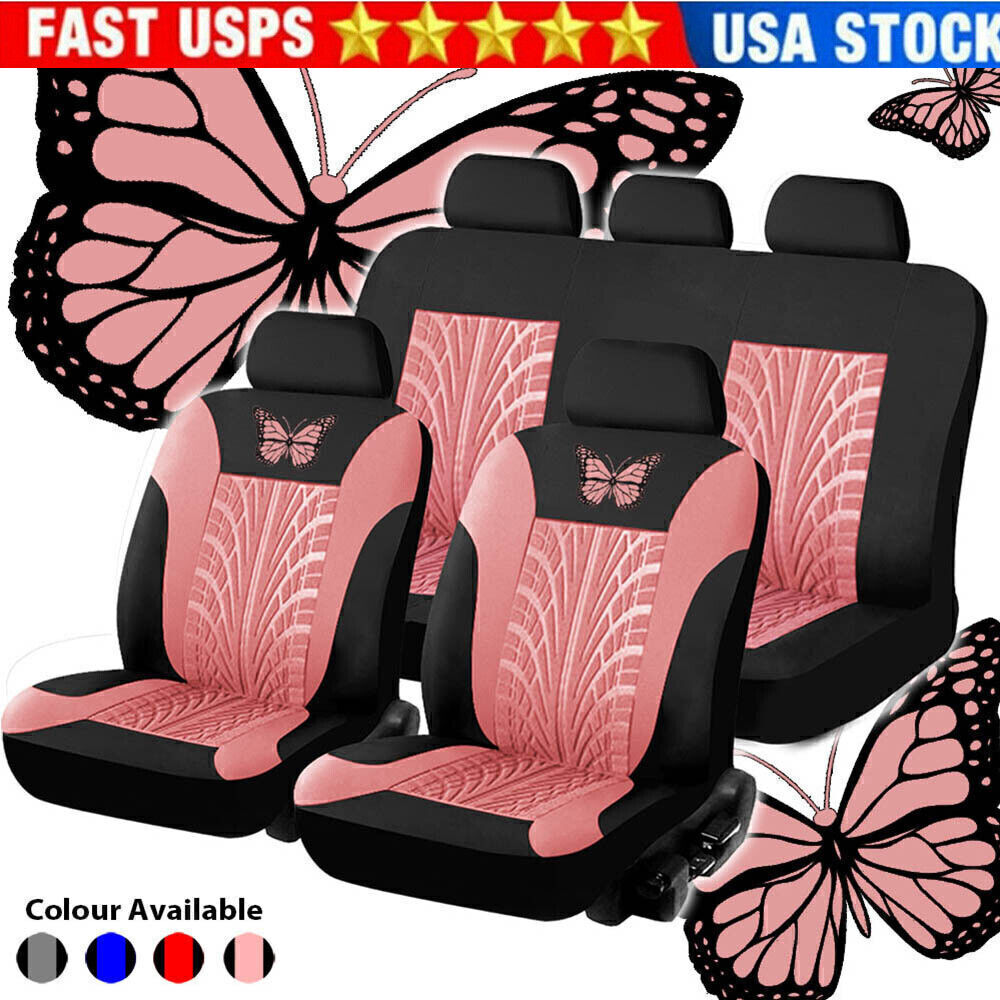 Pink 4PCS Universal Polyester Auto Seat Covers for Car Truck SUV Van