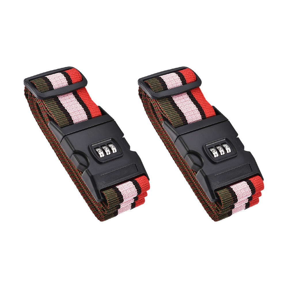 2Pcs Luggage Strap Suitcase Belts with Buckle Combination Lock 2Mx5cm Adjustable
