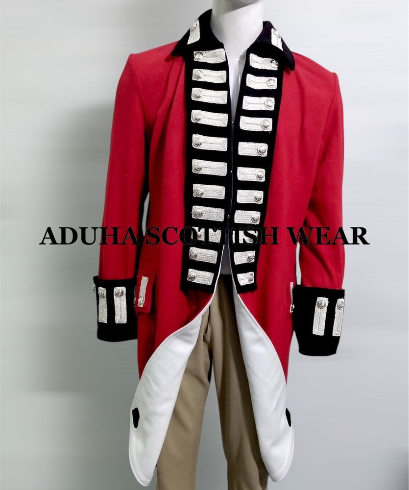 Men Revolutionary War British Sergeant Red Coat Jacket Fast Shipping