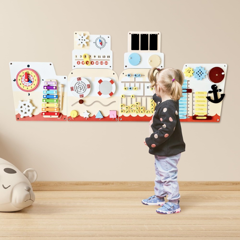 Sensory Busy Board for Toddlers - Montessori Activity Wall Panel for Preschool Learning