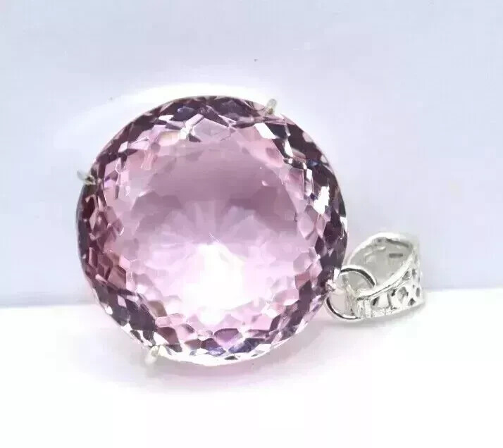 95.40 Ct Natural Pink Topaz Sterling Silver Pendant A+ Gemstone Jewelry