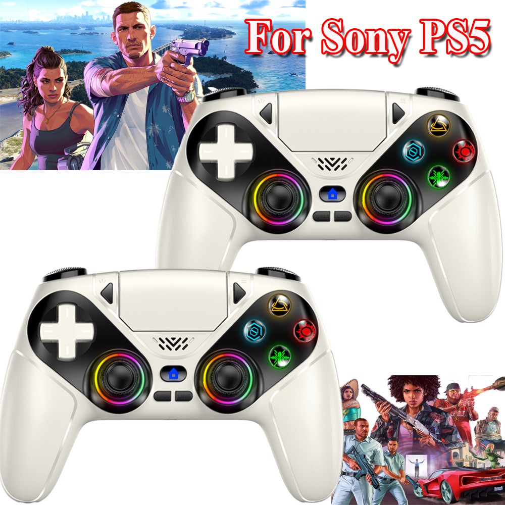 2PACK For Sony Playstation 5 PS5 DualSense Wireless White Controller w/Flash NEW