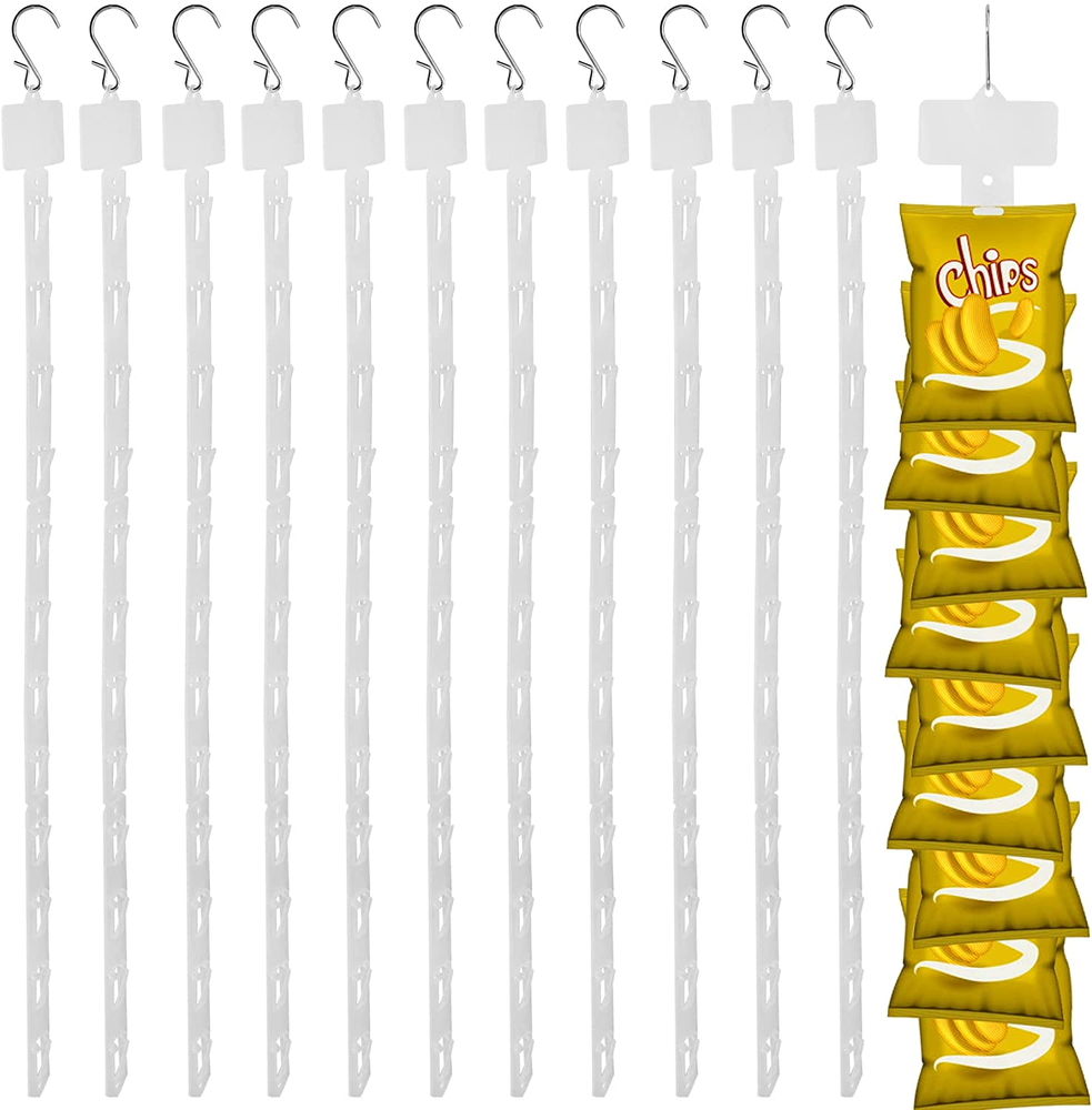 12 Pack Station Hanging Merchandise Strips with S Hooks, 12 Stations Plastic Dis