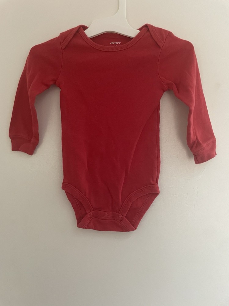 Carter's Baby Boys Classic Solid Red Soft 100% Cotton Long Sleeve Bodysuit 12M