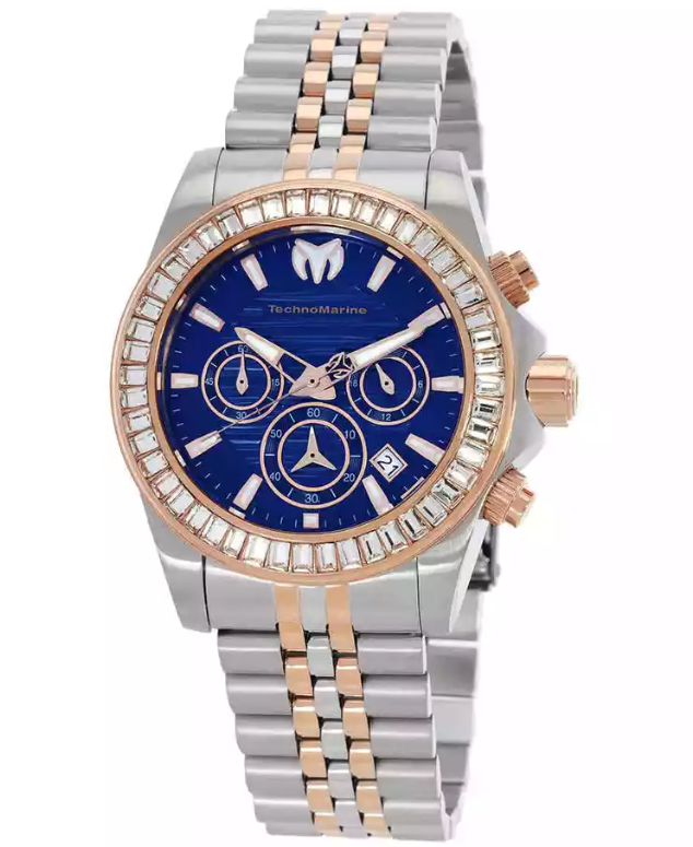 Technomarine Manta Crystal Men's 42mm Blue Dial Chrono Quartz Watch TM-222028