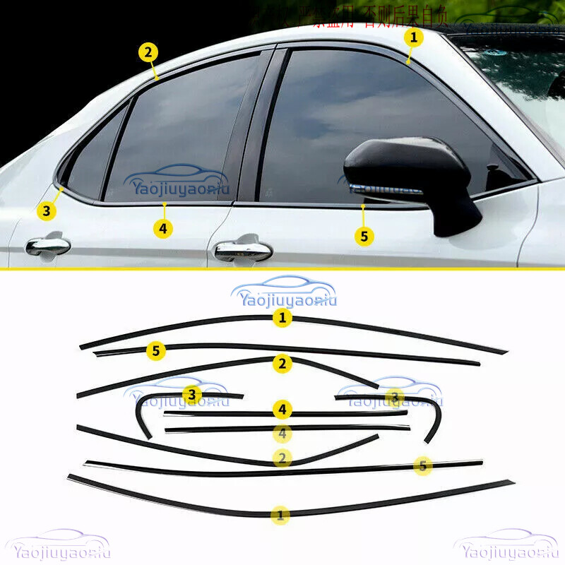 For Toyota Camry 2018-2024 Black stainless Car Window Frame Trim Molding Strips