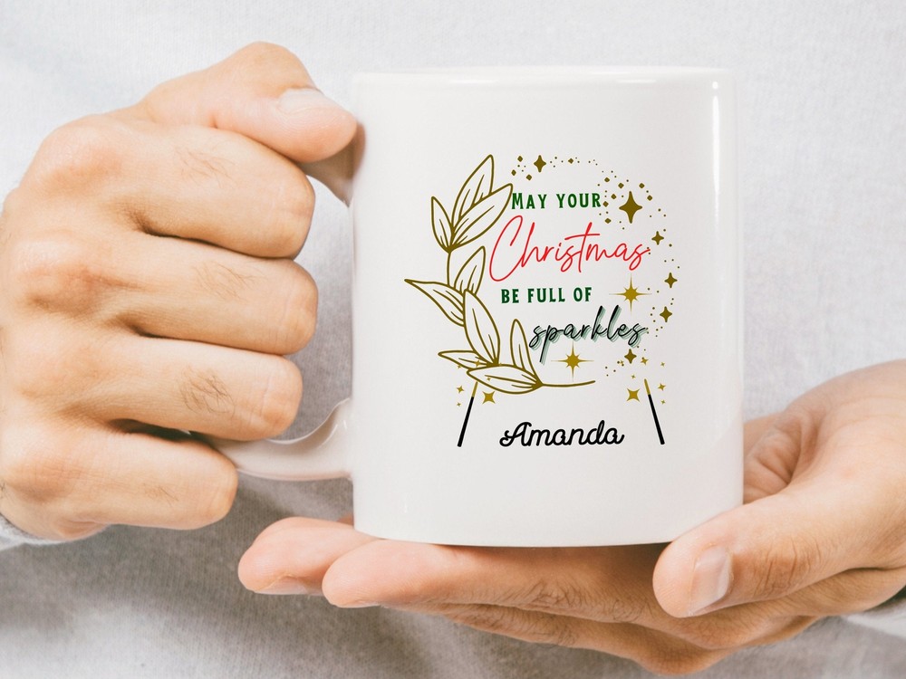 Personalised Christmas Wreath Mug Secret Santa Custom Xmas Mug Custom Christmas