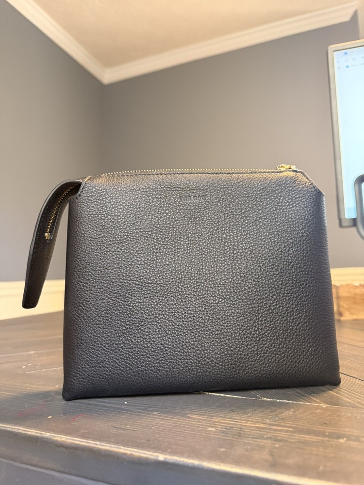 The Row Nu Mini Twin Shoulder Bag Black Leather Gold Hardware Crossbody Used