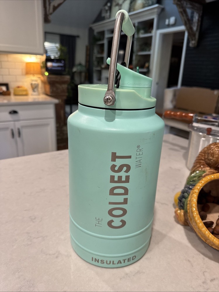 The Coldest Water 128 Ounce Teal Used But Brand New Straw And Mouthpiece