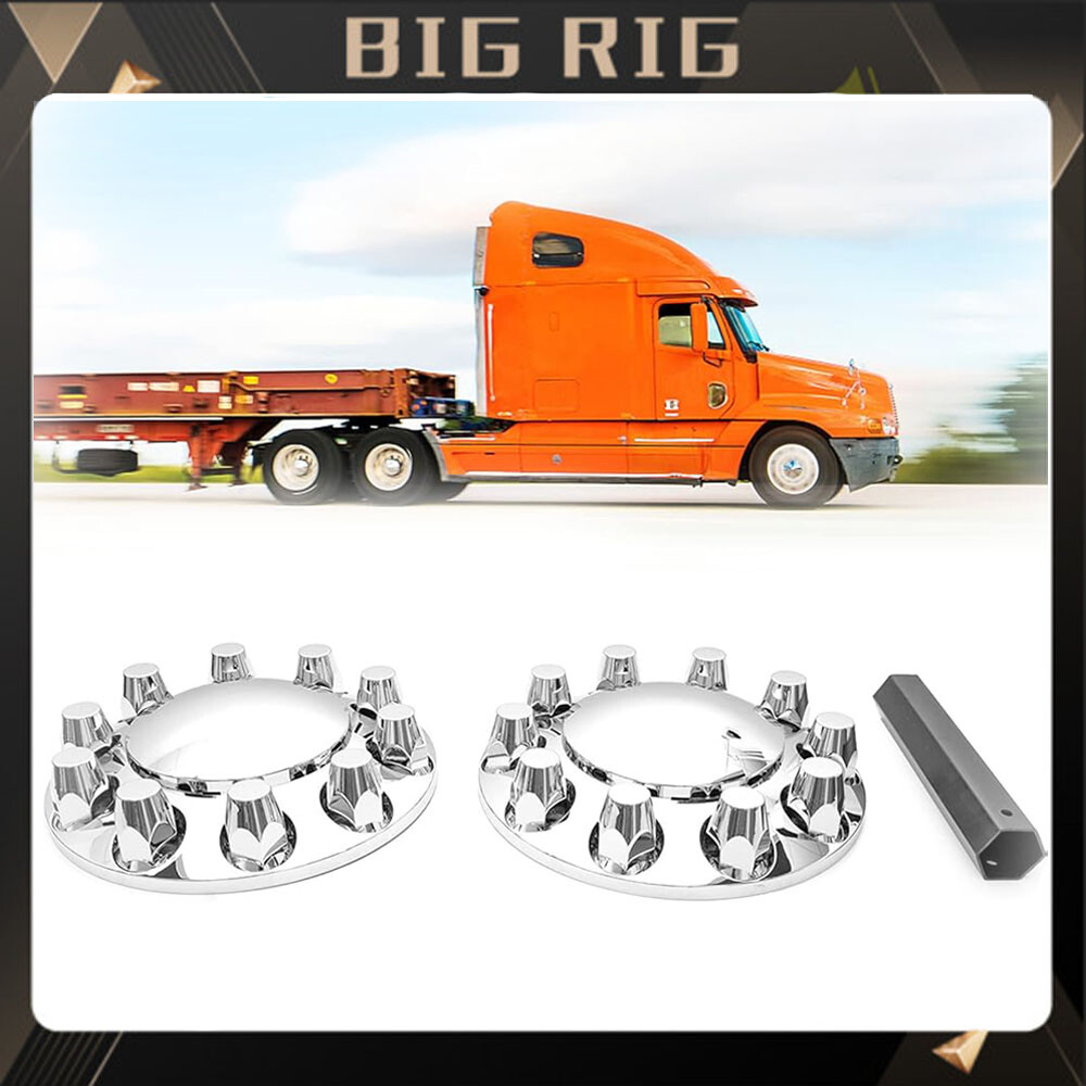 Chrome ABS Front Axle Wheel Cover with 33mm Thread on Hub Cap Lug Nuts Set of 2