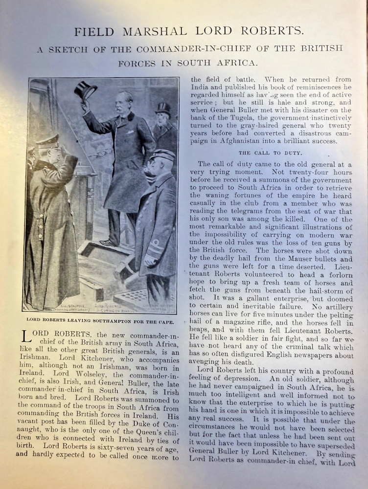 1900 Field Marshal Lord Roberts Commander British Forces South Africa