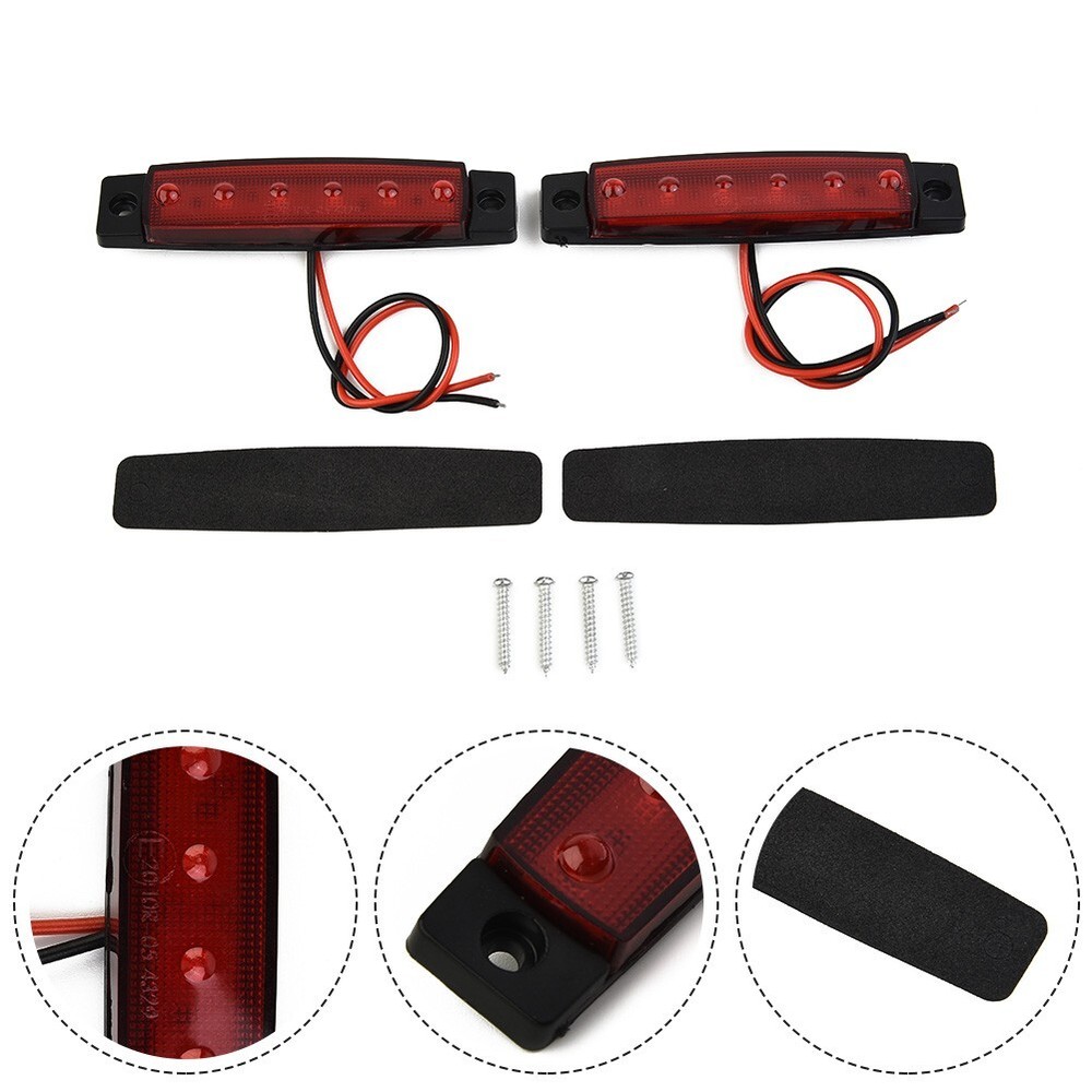 2Pcs 6LED Sealed Stop Turn Brake Tail Light Bar For Trailer Truck RV Side Marker