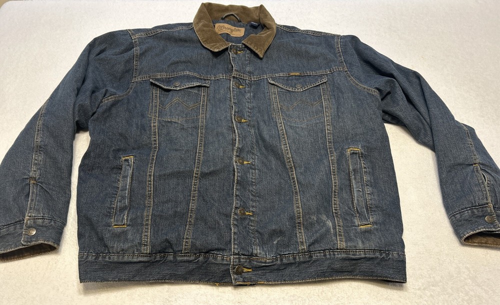 Vintage Wrangler Blanket Lined Denim Jacket Mens XL Long Sleeve Pockets Blue