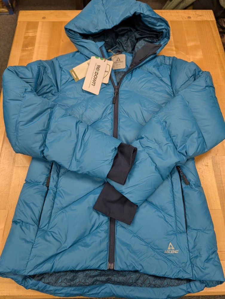 Ascend Excel Womens XS Crystal Teal 650 Down Full Zip Hooded Jacket