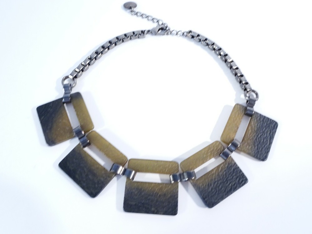 Pono by Joan Goodman Women's Khaki Ombre Square Link Italian Resin Necklace 495