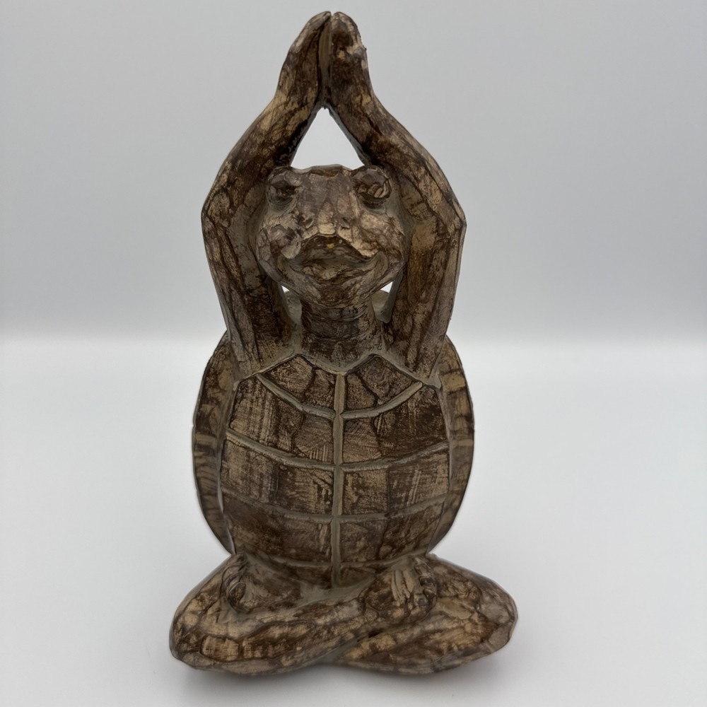 Vintage Cracker Barrel Wooden Yoga Turtle Figurine