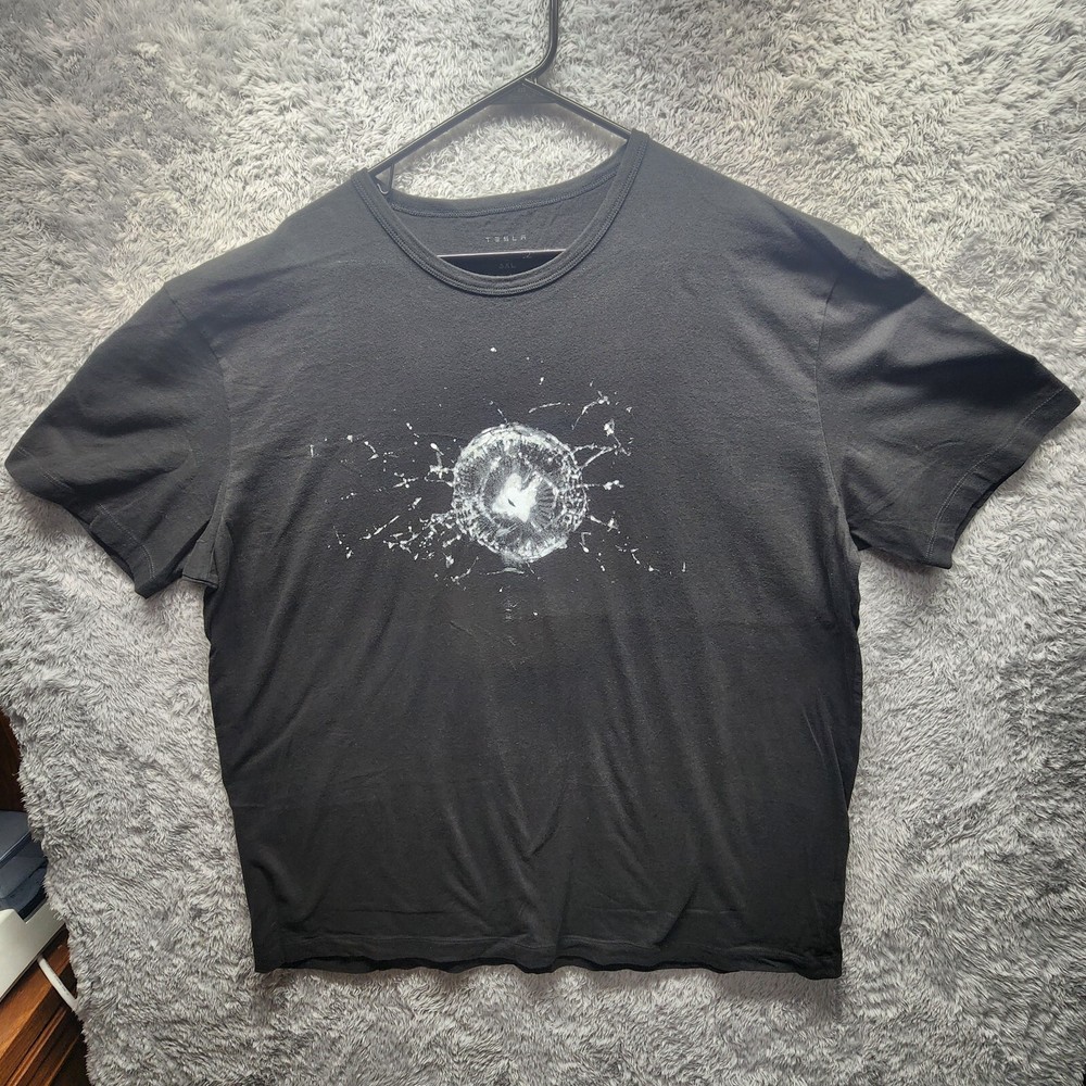 Tesla Cybertruck Graphic T Shirt Mens 3XL Black Graffiti Shattered Glass