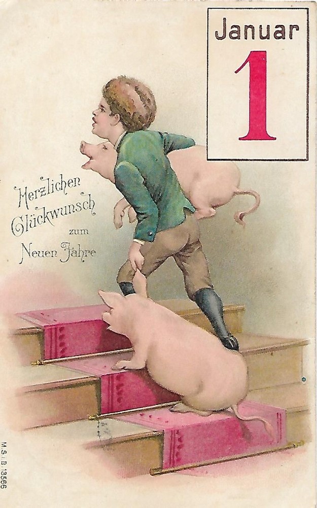 Postcard Congratulations On The New Year. January 1st circa 1909, New Year, Good-image