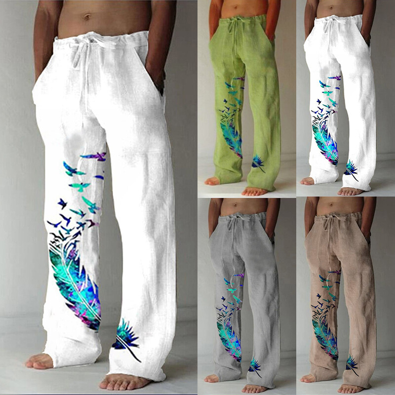 Mens Casual Harem Pants Cotton Linen Baggy Loose Oversized Yoga Hippy Trouse