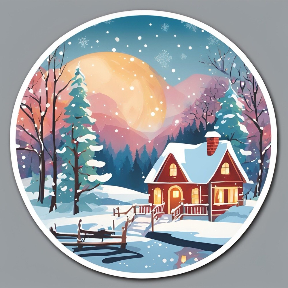 75mm Winter Wonderland Christmas sticker ON SALE! Card Making Sticker Craft-image