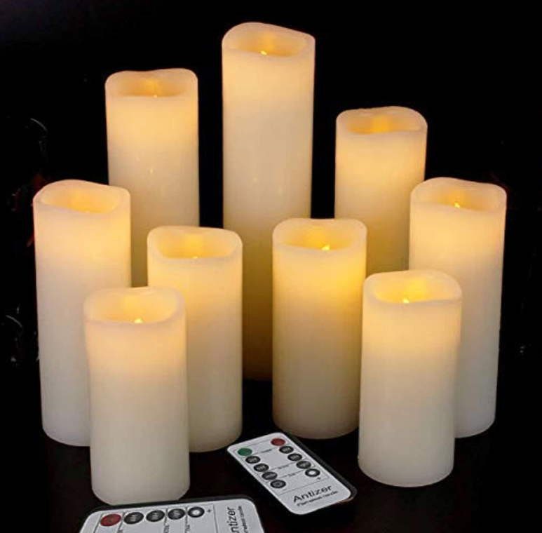 Antizer ATCST90W Ivory Flameless LED Candles Set of 9
